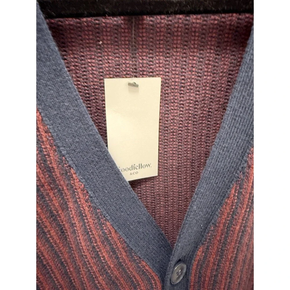 Goodfellow & Co Grandpa Core Cardigan Sweater Men's L NWT Rib Knit Navy Red